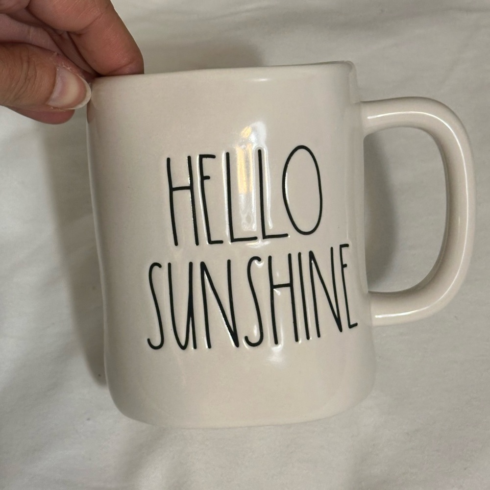 New Rae Dunn Hello Sunshine flip flops mug coffee cup blue black white summer - Picture 6 of 9